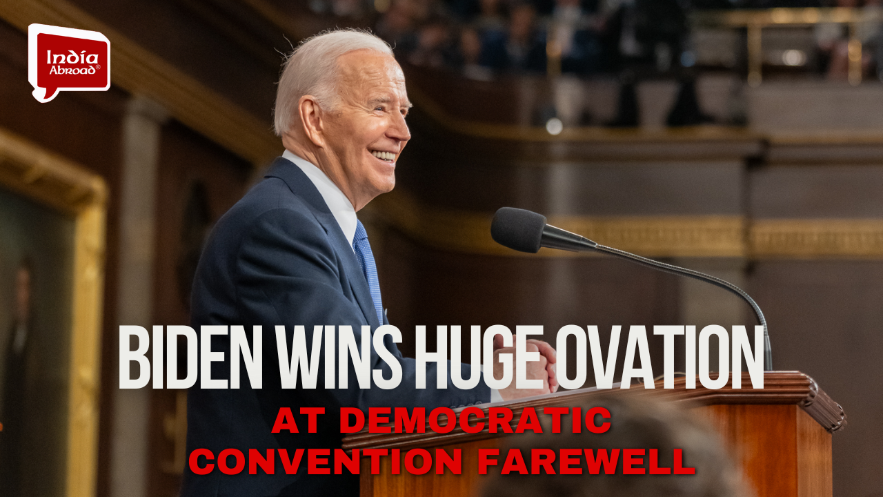 Biden wins huge ovation at Democratic convention farewell